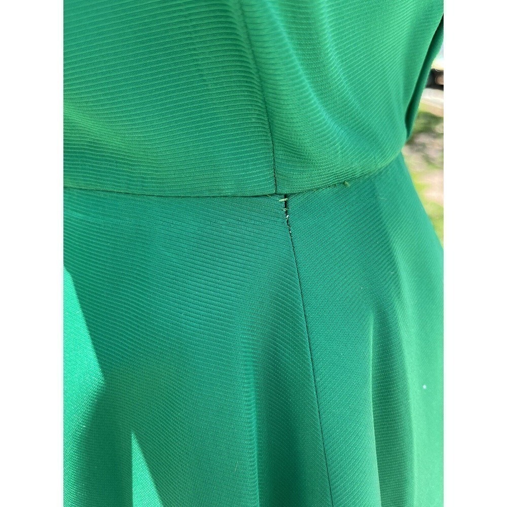 Vtg 50s Bubble Hem Cupcake Cocktail Dress Emerald Red Rose Accents Size 0 2 Prom - Picture 5 of 12